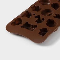 Цена за 2 шт. Форма для конфет и шоколада Доляна Счастье есть, силикон, 21?11?1.5 см, 15 ячеек, коричневый  фото 5