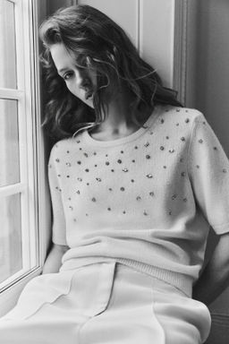 Top de punto fino con detalles de strass - H&m фото 3