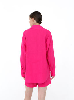 Костюм льняной с шортами 7729 фуксия