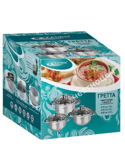 Набор кастрюль 6пр "Гретта" (1,6л+2,2л+3,2л) KT04-А