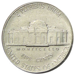 Монета 5 центов 1996 года D США