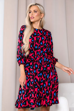 Платье Open Style 6094 фуксия/голубой
