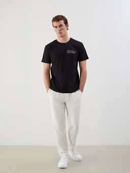 Bisiklet Yaka New York Bask?l? Penye Erkek Ti??rt