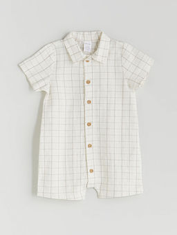 G?mlek Yaka ?izgili Erkek Bebek Tulum