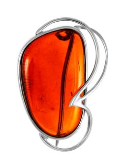 Красивая брошь из натурального балтийского янтаря коньячного цвета Риальто