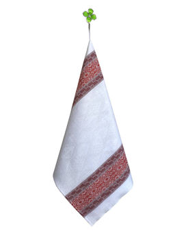 Полотенце кухонное 50*80см жаккардовое, полулен, белый фон (Ромбы, синий, вид 2) - Ивановотекстиль фото 3