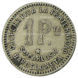 Монета 1 песета 1915 года Испания  Барселона