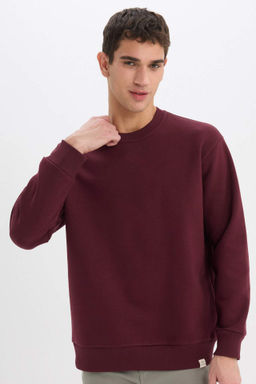 Oversize Genis Kal?p Bisiklet Yaka Kal?n Basic Duz Sweatshirt