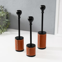 Металлический подсвечник на 1 свечу «Надёжность», d=2.2 см, набор 3 шт., h=27 см, 24.5 см, 23 см