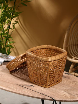 Корзина плетёная «Баскет», 24×24×28 см, бамбук, светлая