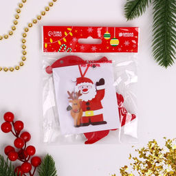 Цена за 3 шт. Ёлочная игрушка из фетра Дед мороз с оленем, своими руками