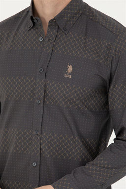 Мужская рубашка антрацитового цвета с длинным рукавом Неожиданная скидка в корзине - U.s. polo assn фото 7