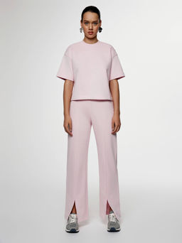 CONTE Брюки из футера с рельефными швами и разрезами LBK 2595 crystal pink