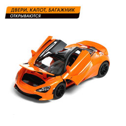 Машинка металлическая Купе, 1:24, открываются двери, капот, багажник, инерция, цвет оранжевый - Автоград фото 3