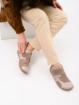 Босоногие ботинки 206.NATAbr.Визон+капучино замша/мех