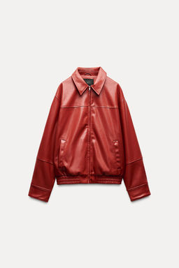 LEATHER EFFECT BOMBER JACKET - Zara фото 5