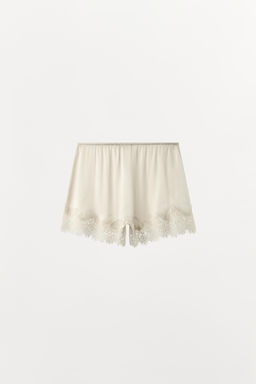 SHORTS MEZCLA SEDA ENCAJE / Crudo - Zara фото 4