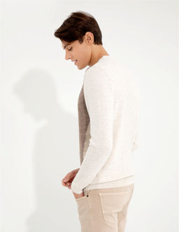 Bej Melanj Slim Fit Bisiklet Yaka Triko Kazak - Pierre cardin фото 5