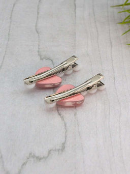Набор заколкок для волос GIRLY 2 шт. "Pearl heart", pink