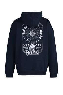 TRENDYOL MAN Siyah Oversize/Genis Kesim Kapusonlu Uzay Bask?l? Ici Polar/S?cak Tutan Sweatshirt TMNAW23SW00344 - Trendyolmilla фото 8