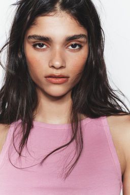 TOP HALTER RIB EFECTO LAVADO / Rosa - Zara фото 3