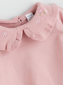 Bebe Yaka K?z Bebek Triko Sweatshirt ve Tayt 2li