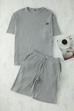 TRENDYOL MAN Lacivert Oversize Fit Fitilli Orme Sortlu Pijama Tak?m? TMNSS25PT00030 - Trendyolmilla фото 2