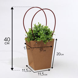 Цена за 10 шт. Сумка для цветов крафт влагостойкая, 17×17 - 11.5×11.5 - 20