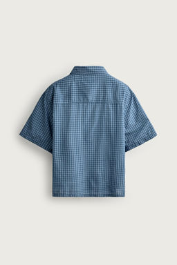 CAMISA RELAXED FIT CUADROS CREMALLERA / Azul