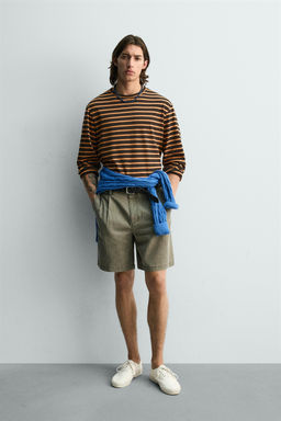 CAMISETA JACQUARD RAYAS / Marr?n