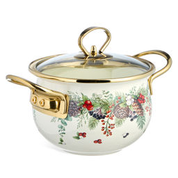 КАСТРЮЛЯ ЭМАЛИРОВАННАЯ AGNESS СО СТЕКЛЯННОЙ КРЫШКОЙ СЕРИЯ CELEBRATION, 1.5 Л, 16*10 СМ фото 3