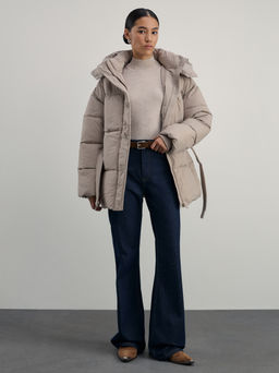 Куртка стеганая с капюшоном на поясе / Zarina  фото 2