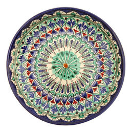 Ляган узбекский Риштанская керамика «Узоры», d=25 см, синий, МИКС
