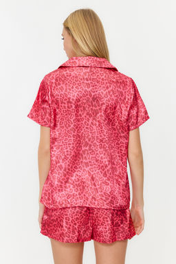 Trendyolmilla Pembe Cok Renkli Leopar Desenli Saten Sortlu Dokuma Pijama Tak?m? THMSS20PT0158 фото 14