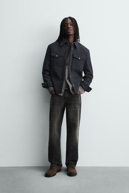 RELAXED FIT LEATHER EFFECT OVERSHIRT