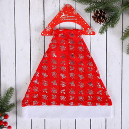 Цена за 3 шт. Колпак новогодний Маленькие колокольчики 40х27 см, красный - Зимнее волшебство фото 2