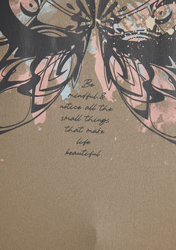 Kelebek Bask?l? Kahverengi Tisort - Mavi фото 7