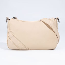 Сумка кросс-боди на молнии, наружный карман, цвет бежевый