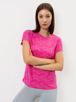 Футболка спортивная женская Mark Formelle розовая с принтом из вискозы и полиэстера фото 2