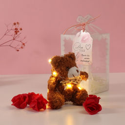 Набор подарочный Мишка корица с бантом, мыльные красные розы 5 шт., роса, 7?7?12 см - Simaland фото 2