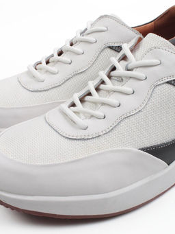 03-10-57 WHITE/DK. GREY Кроссовки мужские (натуральная кожа, текстиль)