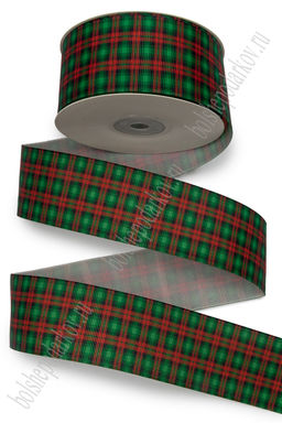 Лента репсовая 4 см*25 ярд с рисунком "Клетка" SF-7224, №200