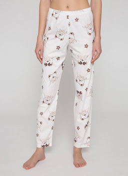 DEA MIA БРЮКИ ЖЕНСКИЕ 5301 TROUSERS (пижамные с рисунком) св.бежевый