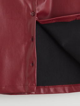 Fiyonk Detayl? Deri G?r?n?ml? K?z ?ocuk Elbise ve K?lotlu ?orap