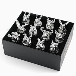 Набор рюмок-перевёртышей подарочный «Лучшему мужчине», 30 мл, 12 шт., металл, стекло, серебристый