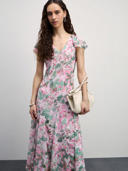 Шифоновое макси платье с цветочным принтом / Zarina  фото 7