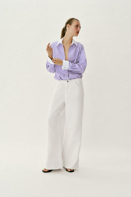 CAMISA POPEL?N RAYAS / Lila / Blanco