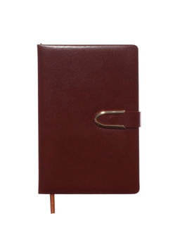 Ежедневник недатированный А5, с хлястиком, 112 листов в линейку, пвх, коричневый
