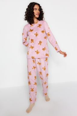Pembe Polar Ay?c?kl? K?sl?k Orme Pijama Tak?m? THMAW24PT00272
