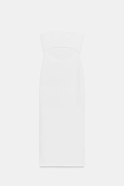 VESTIDO MIDI CUT OUT PUNTO STRETCH / Blanco - Zara фото 6